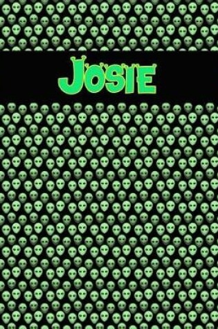 Cover of 120 Page Handwriting Practice Book with Green Alien Cover Josie