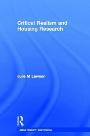 Cover of Critical Realism and Housing Research