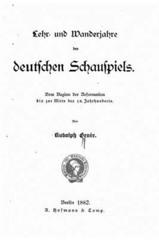 Cover of Lehr und Wanderjahre des deutschen Schauspiels