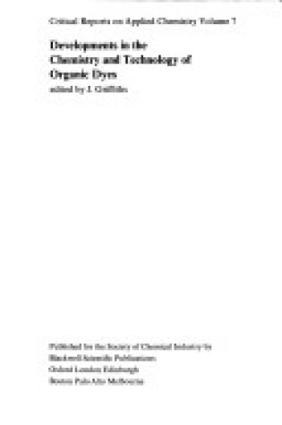 Cover of Developments in the Chemistry and Technology of Organic Dyes