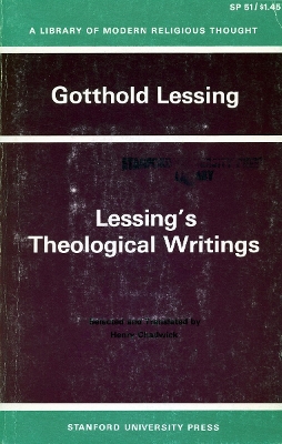 Book cover for Lessing's Theological Writings