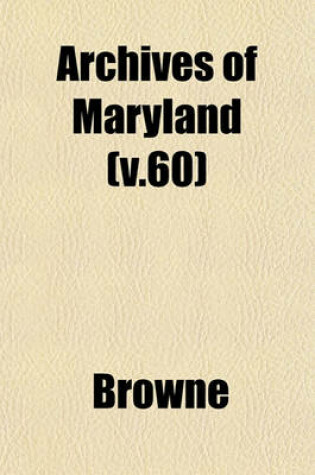 Cover of Archives of Maryland Volume 8