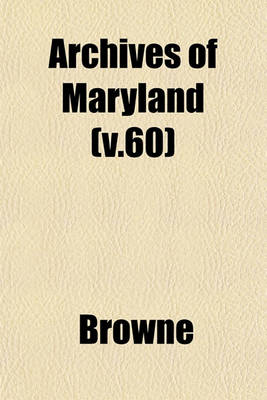 Book cover for Archives of Maryland Volume 8