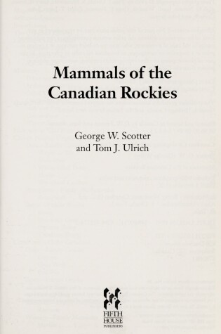 Cover of Mammals of the Canadian Rockies