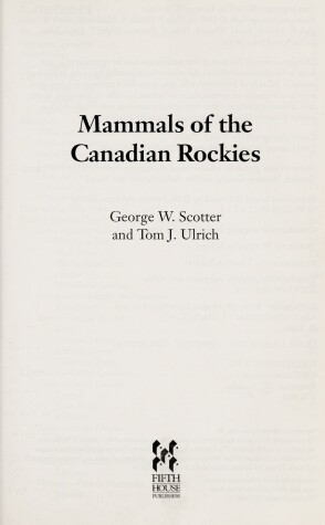 Book cover for Mammals of the Canadian Rockies