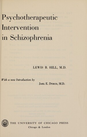 Cover of Psychotherapeutic Intervention in Schizophrenia