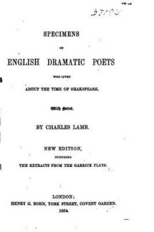 Cover of Specimens of English Dramatic Poets who Lived about the Time of Shakespeare