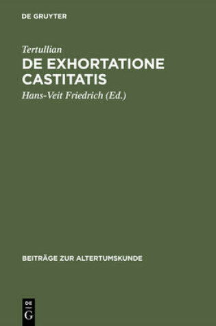 Cover of De exhortatione castitatis