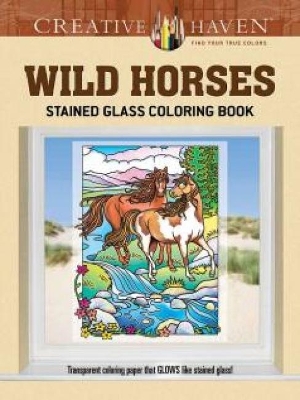 Book cover for Creative Haven Wild Horses Stained Glass Coloring Book