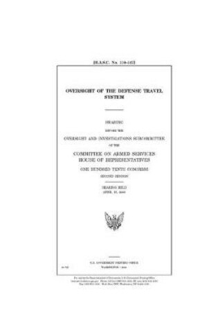 Cover of Oversight of the Defense Travel System