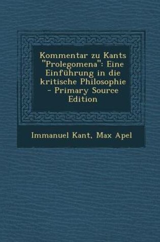 Cover of Kommentar Zu Kants Prolegomena