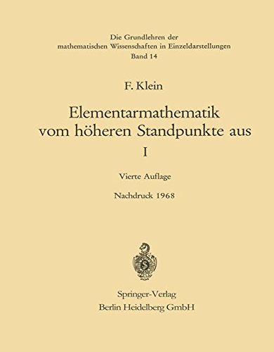 Book cover for Elementarmathematik Vom Hoheren Standpunkte Aus, I