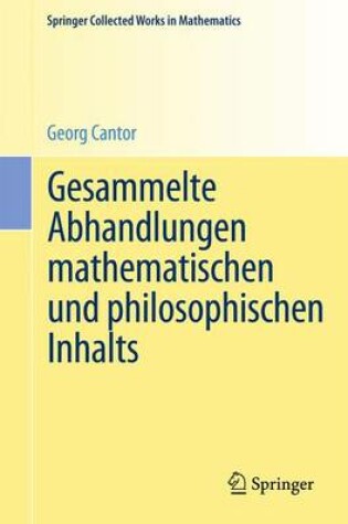 Cover of Gesammelte Abhandlungen Mathematischen Und Philosophischen Inhalts