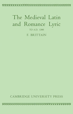 Book cover for Medieval Latin and Romance Lyric to A.D. 1300