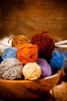 Book cover for Colorful Balls of Yarn in a Wooden Bowl Journal