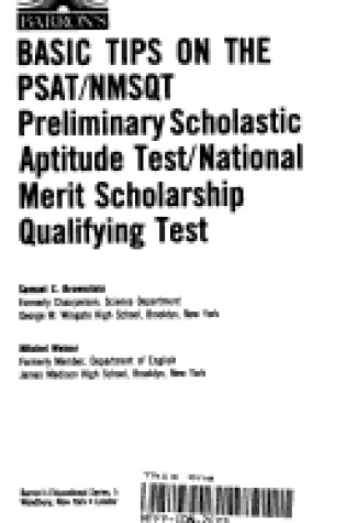 Cover of Basic Tips on the Preliminary Scholastic Aptitude Test and National Merit Scholarship Qualifying Test