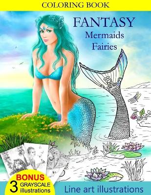 Book cover for COLORING BOOK Fantasy Mermaids & Fairies