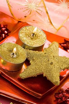 Book cover for Christmas Star and Candles with Gold Glitter