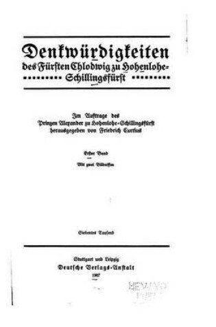 Cover of Denkwurdigkeiten des Fursten Chlofwig zu Hohenlohe-schillingsfurst