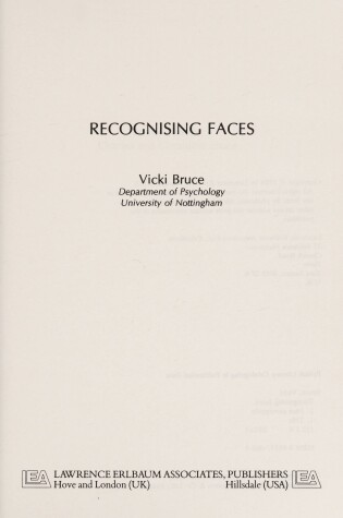 Cover of Recognising Faces