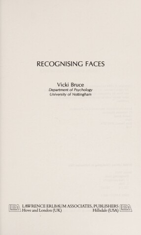 Cover of Recognising Faces