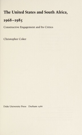 Book cover for Constructive Engagement and Its Critics