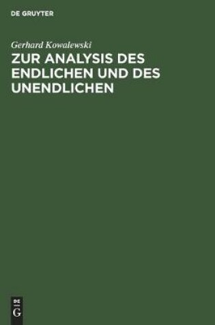 Cover of Zur Analysis des Endlichen und des Unendlichen