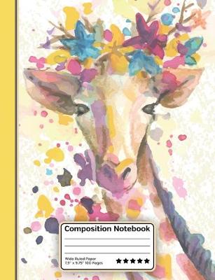 Book cover for Watercolor Giraffe Composition Notebook