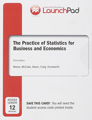 Book cover for Launchpad for Moore's the Practice of Statistics for Business and Economics (12 Month Access)