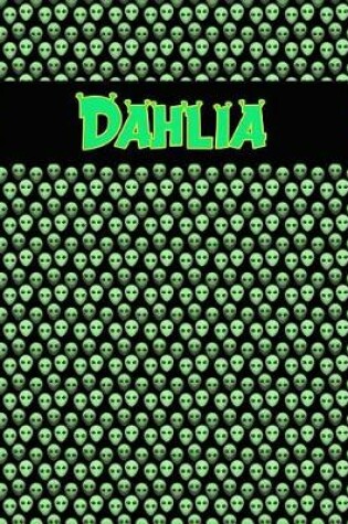 Cover of 120 Page Handwriting Practice Book with Green Alien Cover Dahlia