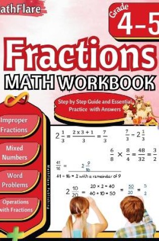 Cover of Fractions Math Workbook 4th and 5th Grade