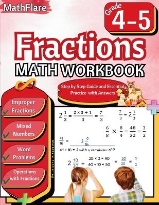 Book cover for Fractions Math Workbook 4th and 5th Grade