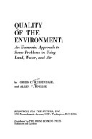 Cover of Quality of the Environment