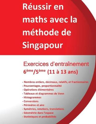 Book cover for Exercices entrainement 6eme/5eme - Reussir en maths avec la methode de Singapour