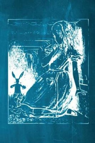Cover of Alice in Wonderland Chalkboard Journal - Alice and The White Rabbit (Aqua)