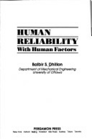 Cover of Human Reliability