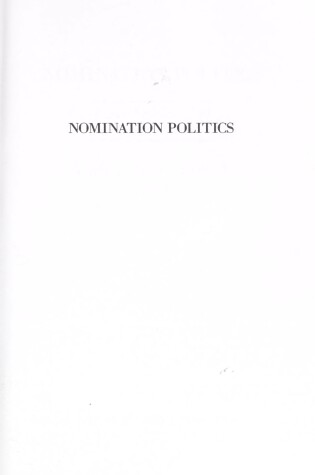 Cover of Nomination Politics
