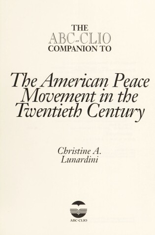 Cover of The American Peace Movement