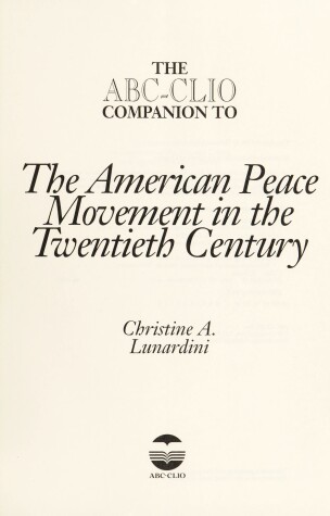Book cover for The American Peace Movement