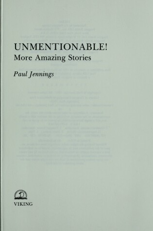 Cover of Jennings Paul : Unmentionable (R/I)