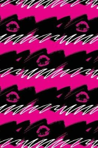 Cover of Journal Notebook Pink Lips - Abstract Pink and Black Pattern