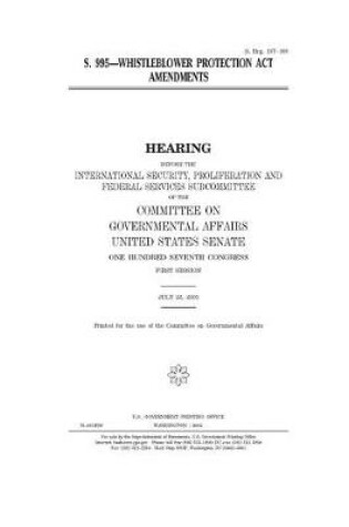 Cover of S. 995, Whistleblower Protection Act amendments