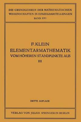 Book cover for Elementarmathematik Vom Hoheren Standpunkte Aus, III