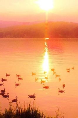 Book cover for Pretty Blank Lined Journal for daily thoughts notebook Lovely Lake Arrowhead Photograph Peach Sunset