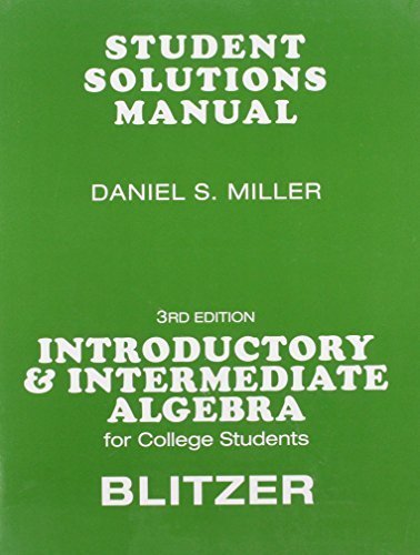 Book cover for Student Solutions Manual  for for Introductory & Intermediate Algebra for College Students