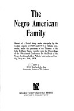 Cover of The Negro American Family