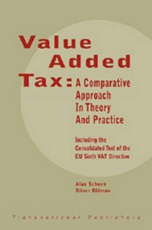 Cover of Value Added Tax: A Comparative Approach in Theory and Practice