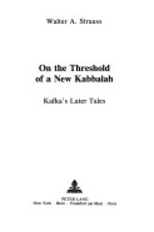 Cover of On the Threshold of a New Kabbalah