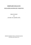 Cover of Bernard Bolzano, Sozialphilosophische Schriften