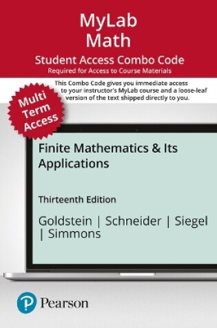 Cover of Mylab Math with Pearson Etext -- 24-Month Combo Access Card -- For Finite Mathematics & Its Applications
